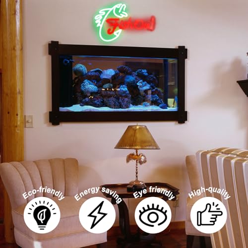 Fish On Neon Sign Go Fishing LED Signs for Wall Green Red Neon Light Dimmable Neon Lights Signs Fish Neon Light Up Sign for Bedroom Living Room Man Cave Yacht Decor Men Gifts - color: Green Red