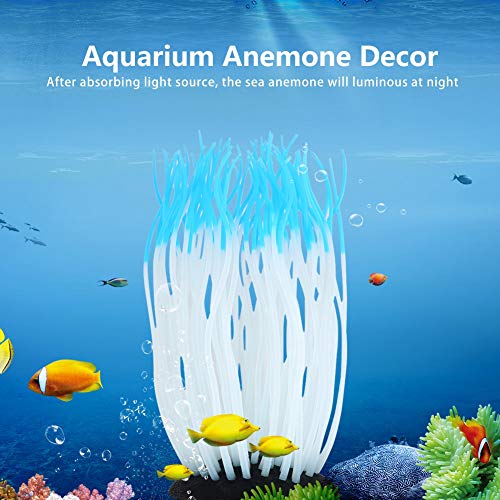 AYNEFY Simulation Artificial Silicone Sea Anemone Decor,Aquarium Luminous Ornament Fluorescent Sea Anemone Decoration for Fish Aquarium Landscaping Decor - color: Blue