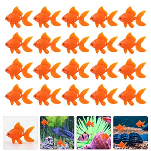 POPETPOP Dining Table Decor 50Pcs Artificial Goldfish Ornament Mini Fish Model Moving Floating Fake Ocean Animal Figurines for Aquarium Tank Decorations Net Decorative
