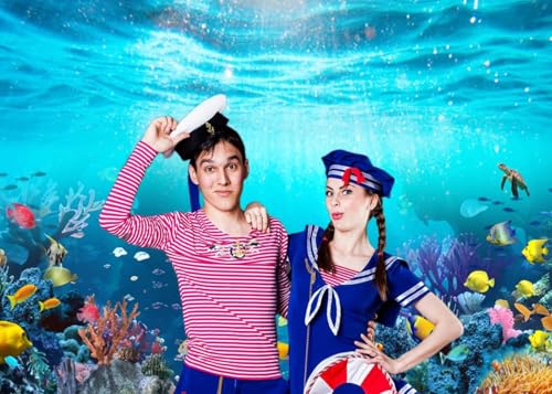 Under The Sea Backdrop 12x8ft Underwater World Blue Ocean Deep Sea Sunlight Seabed Aquarium Photography Background Tropical Fish Turtle Coral Diving Birthday Party Photo Studio Props - color: Blue1, size: 12x8ft