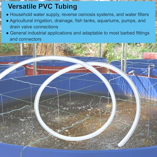 PATIKIL PVC Tubing 5/9" ID x 5/8" OD (14 mm x 16 mm) 5 Ft / 1.5 Meter, Flexible Clear Vinyl Tubing Water Hose Tube for Reverse Osmosis Systems Water Filters, Clear - size: 5/9" x 5/8" x 5 Ft