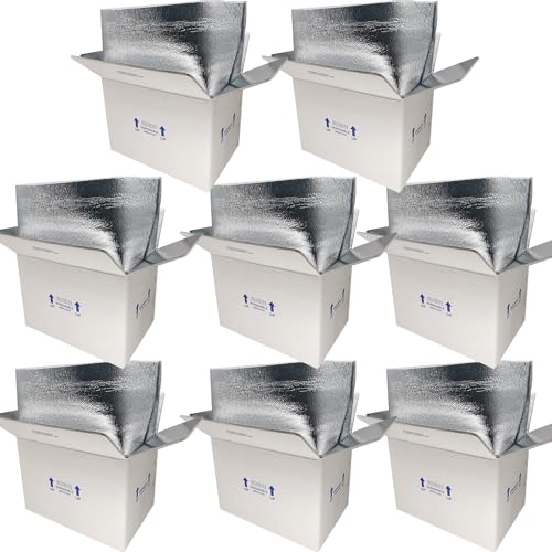 Insulated Shipping Boxes with Liners, 8 Pack 15'' x 10'' x 11'' Small Cold Shipping Boxes, for Perishable Frozen Food Shipping, White (TB151011L-8) - size: 15x10x11'', style: 8 Pack