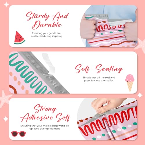 Metronic Poly Mailers 6x9 Inch 100pc Shipping Bags for Clothes,Self Adhesive Shipping Envelopes for Small Business,Waterproof Mailers Poly Bags for Shipping,Packaging Mailing Bags Pink Squiggles - color: Pink Squiggles, size: 6x9 100pc