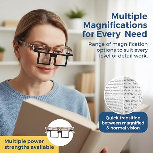 Telesight Half Frame # 44 Jewelers Glasses, Magnifying Headset, Lightweight, Available in 3 Powers, Headband Magnifier, Perfect Jewelers Vision Glasses and Lash Magnifier - Blue - color: Blue, size: TLA-44 2.00X