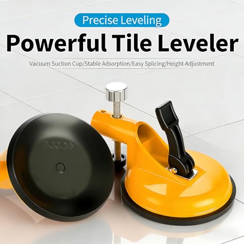 Adjustable Height Setter - Professional Countertop Leveling Tool, with Heavy-Duty Rubber Suction Cups, for Granite, Marble, Quartz Slabs with Vacuum Lifting Clamps Rubber (Yellow) - color: Yellow