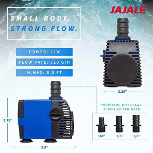 317 GPH Submersible Water Pump - Adjustable Quite Aquariums, Fountains, Hydroponics, and Pond Pump, 6.6ft Lift, 22W - 2 Pack - color: Blue; 2 Pack, size: 317 GPH