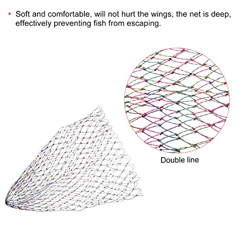 PATIKIL Fishing Net Replacement, 17.7" Dia. PE Replacement Mesh Landing Fish Nets for Freshwater Saltwater Fishing, Multicolor