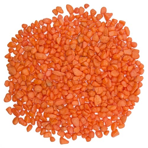 Orange Pebbles for Crafts, 0.9 Pound Natural Polished Aquarium Gravel, Decorative Pebbles for Indoor Plants, Turtle Tank, Vase, Succulents Cactus, Garden Landscaping - color: Orange