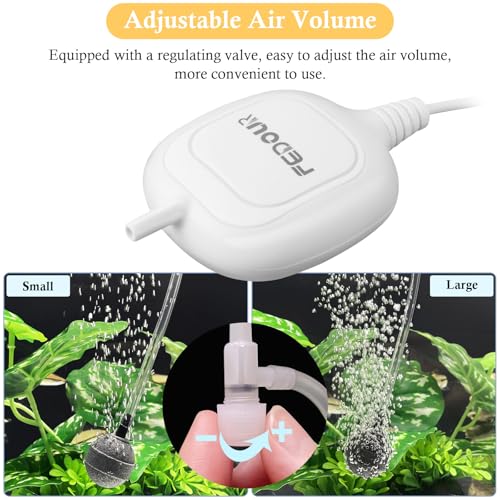 FEDOUR Mini Whisper Aquarium Air Pump, Nano Ultra Quiet Fish Tank Aerator, Fish Tank Bubbler Pump for Up to 10Gallon Betta Tank, Fish Bowl