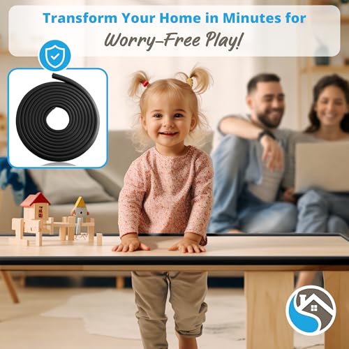 Premium 12ft Edge Protector for Baby, Odorless & Waterproof Foam Cushion with 3M Adhesive Tape, Non-Toxic to Baby Proof Corners and Edges, Wall Corner Protector & Desk Edge Cushion Black - color: Black, size: 12ft