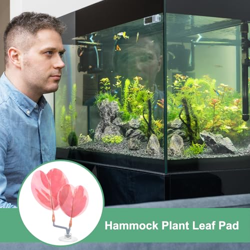 M METERXITY 1-Pack Betta Fish Leaf Pad, Hammock Plant Leaf Pad, Realistic Resting Fish Rest Bed for Fish Tank Decorations/Aquarium Accessories/Spawning Grounds/Breeding [Pink, Heart-Shaped] - color: Pink