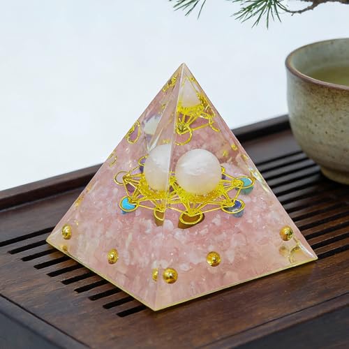 2inches Pyramid Decor Natural Crystal Energy Generator Pyramid Chakra Energy Crystal Pyramid Yoga Meditation Tool for Home Decoration Fengshui Ornaments Gift(2 inches Pyramid - Pink Crystal) - color: 2 Inches Pyramid - Pink Crystal