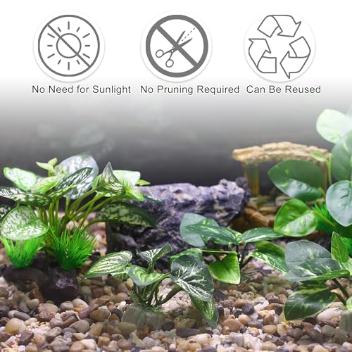 Aquarium Plastic Plants, Driftwood Betta Silk Plants, Silk Plants Aquarium Set Decor, Silk Aquarium Plants for Betta Fish (Green, 5pcs)