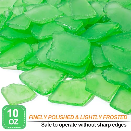 Keedolla Tumbled Sea Glass for Crafts - 10 OZ Green Frosted Seaglass Pieces for DIY Art Crafts, Vase Filler, Beach Weddings, Aquarium and Home Decor - Emerald Green - color: Emerald Green, size: 10 OZ / 0.63 LB