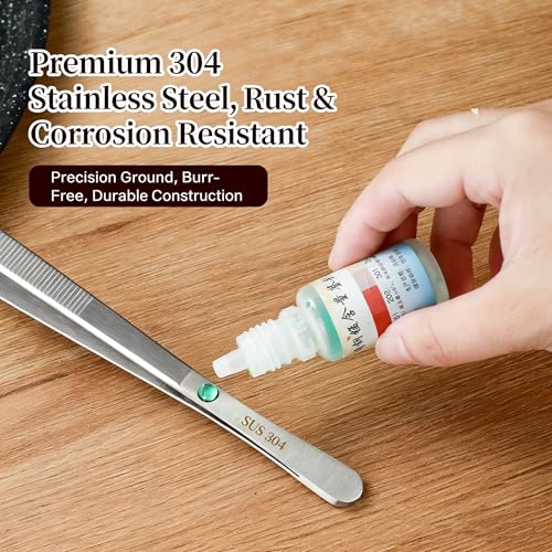8In SUS304 Straight Tweezers Tongs, Stainless Steel Cooking Tweezers Dishwasher Safe for Grilling, Baking (8In SUS304 Straight Tweezers) - color: 8in Sus304 Straight Tweezers