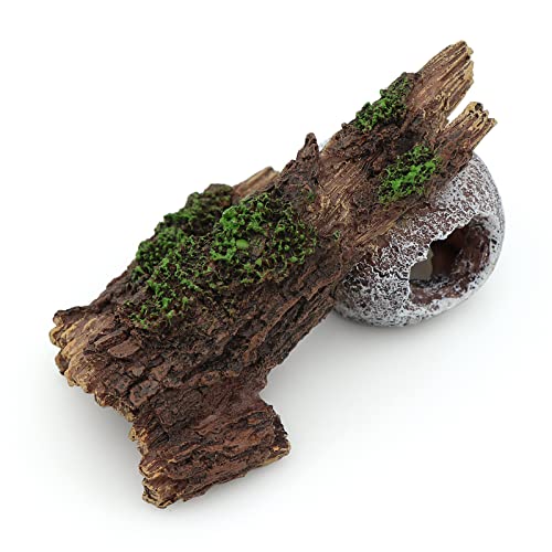 AQUA KT Aquarium Landscape Skeleton Head Skull with Tree Branch for Betta Cichlid Fish Hiding Rock Aquatic Decoration - color: Tree Skull