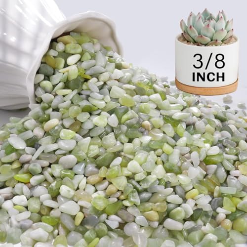 6 lbs Pebbles for Indoor Plants, 3/8 Inch Pea Gravel for Fish Tank, Polished Decorative Rocks for Succulent, Natural River Stones for Vases, Cactus, Landscaping, Bird Bath, Aquarium, Jade - color: Jade, size: 6 lb