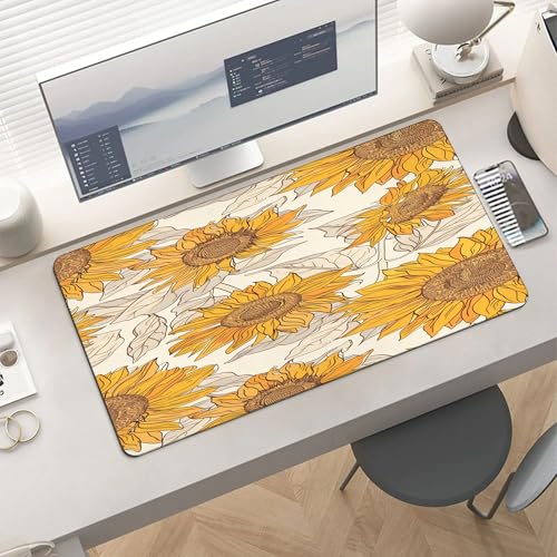 XXL Gaming Mouse Pad Sunflower Vintage Floral Flower XXL Gaming Mouse Pad Large Desk Mat Protector for Desktop, Anti-Slip Rubber Extended Computer Keyboard Mat Writing Pad, 11.8 * 27.5 in,B-1476 - color: B-1476, size: 11.8*27.5 In