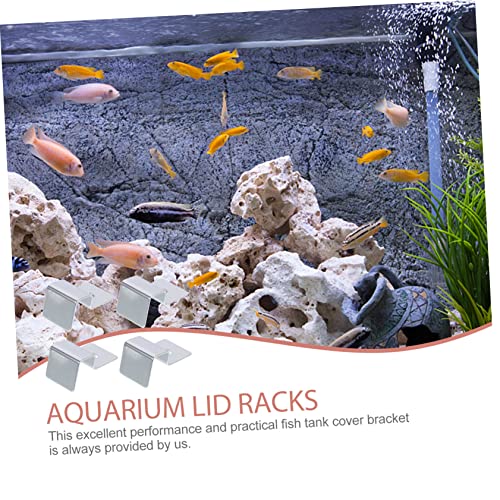 4pcs Stainless Steel Aquarium Lid Holders Sturdy Glass Cover Brackets for Fish Tanks for Open Aquariums Turtle Tanks and Practical Support Clips for