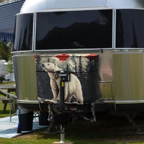 Canadian Flag Bear RV Propane Tank Cover for Travel Trailer Dustproof Propane Tank Cover for Camper Replacement Cover for RV/Trailer/Camper Fit for 20lb Tanks - color: Canadian Flag Bear, size: Small-Double 20LB