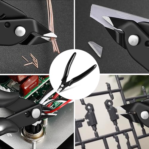Ainiv Wire Cutters, 4PCS Spring-loaded Side Cutters Flush Cutters, Diagonal Cutters Precision Side Cutters, Diagonal Cutting Pliers in CRV Steel, Heavy Duty Cutting Pliers for Electrical, Homes - color: Black Wire Cutter-4pcs, size: 4pcs
