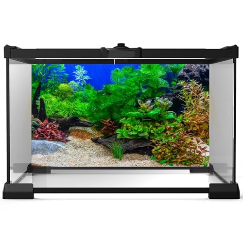 Aquarium Background Underwater Grass Leaves with Pebble Aquarium Backdrop Vivid and Fresh Green Aquatic Plant Stone River Bed and Lake Fish Deadwood Tank Background Decor Vinyl 24x12in - color: Green_Brown, size: 24(W)x12(H)inches/ 60(W)*30cm(H)
