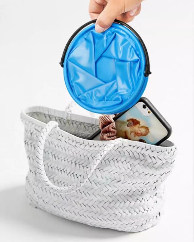 ASEANAO Collapsible Blue Plastic Bucket, 20 x 14.5 x 13cm, Foldable Water Bucket for Camping, Fishing, Cleaning, Beach - color: Blue
