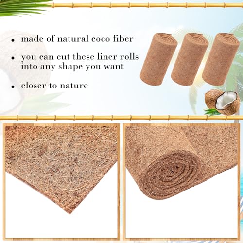 Jetec Coconut Liners for Planters, 12 x 240 Inch Natural Coco Planter Roll Liner for Hanging Basket, Reptile Carpet, Fiber Mat, Garden Decoration, Animal Pet Reptile Pad - size: 12 x 80 Inch