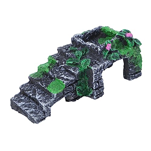 Yardwe Aquarium Landscaping Bridge Resin Turtle Hideout Fish Cave Ornament for Basking and Climbing Durable Design for Fish Tanks and Reptiles S