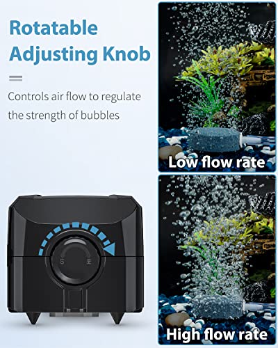 Uniclife Aquarium Air Pump, Adjustable Quiet Oxygen Pump for Fish Tanks, Airline Tubing & Accessories - size: For 10-100 Gallon Tank