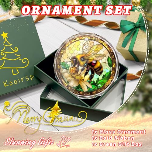 Stained Glass Bee Ornament - Christmas Tree Decoration, Gift Idea - color: Bee