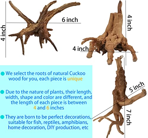 Vmiapxo 8 Pieces Natural Driftwood for Aquarium Decor, Assorted Sinkable Spider Wood, Reptile Drift Wood Branches Fish Tank Decorations (4''-6'') - size: 4"- 6"