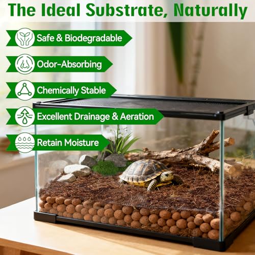8QT Leca Clay Pebbles for Reptile Substrate - Organic Expanded Clay Balls for Bioactive Terrarium Drainage Layer & False Bottom, Lightweight Hydro Balls for Leopard Gecko, Tortoise, Frog