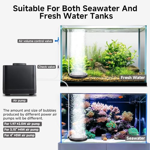 hygger Air Stone for Aquarium: Quiet High Dissolved Oxygen Diffuser Kit for Freshwater or Saltwater Fish Tank and Hydroponic Air Pump-Disc 2 x 2 Inch Air Bubble Stone 2 Packs Without air Pump - size: 5CM-2Packs
