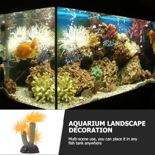 Balacoo Artificial Aquarium Coral Ornament: Resin Coral Reef Decor for Aquarium Landscape, Betta Fish Tank Plants Decor (Orange, 3.1 Inch)