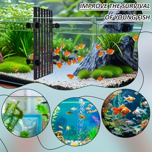 BENECREAT 12 Pcs Plastic Fish Tank Divider with 24 Suction Cups, 11.7x5.9 Inch Aquarium Isolation Grid Board for Separating Different Fish, Black - color: Black