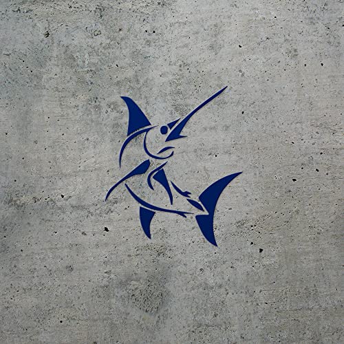2 Pcs - Decal Stickers Of Stylized Marlin Fish (Navy Blue) Premium Waterproof Vinyl Decal Stickers For Laptop Phone Accessory Helmet Car Window Mug Tuber Cup Door Wall Decoration ANDSKUS512501AB070722 - color: Navy Blue, size: 3.8'' x 4.4''