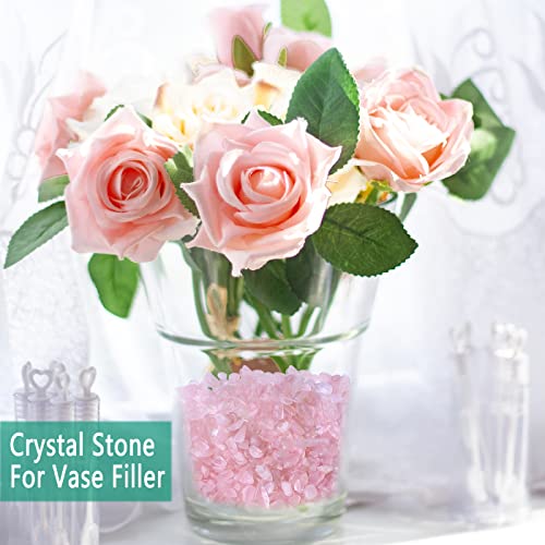 MAIBAOTA Natural Rose Quartz Crystal Quartz Rocks Chips Vase Filler Rocks for Succulent Plant Small Fish Tank Aquarium Gravel Decorative Pebbles Stones(200 gram) - color: Pink-rose Quartz, size: 0.45 Pound