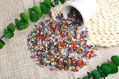 ZHIYUXI 1 lb Chakra Crystal Chips Bulk Fish Tank Decorations Aquarium Rocks Gravel Vase Filler Stones Crystals for Candle Making Witch Kit Gravel for Plants Quartz Sand Gemstone Terrarium Supplies - color: B# Chakra, size: 1lb