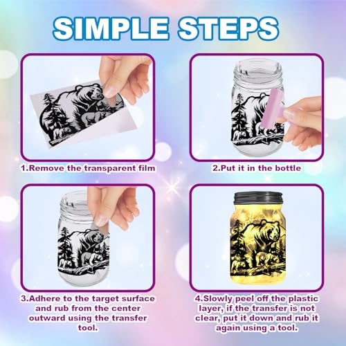 GLOBLELAND 18 Sheets Forest Animals Transfer Stickers Decals Stickers Wolf Deer Bear Eagle Rub on Transfer for Mason Jars Furniture Vase Glass Decorations Art Crafts - style: Forest Animals