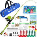 PLUSINNO Kids Fishing Pole with Spincast Reel Telescopic Fishing Rod Combo Full Kits for Boys, Girls, and Adults - color: Green, size: 5FT / 1.5M