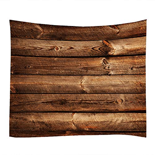 WODEJIA Fabric Tapestry Decorative Wall Art Tablecloth Bedspread Picnic Blanket Beach Throw Blanket for Bedroom Hall Dormitory Living Room Hanging 91 x 71 Inches Brown Wooden Wall Print - color: Brown Wooden Wall, size: 91"L x 71"W