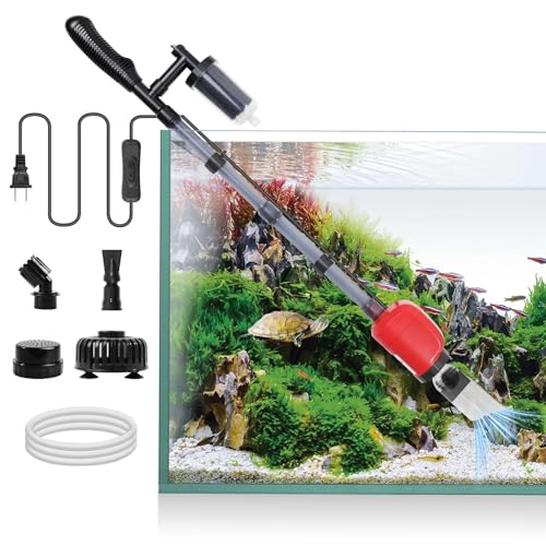 36W Electric Gravel Cleaner for Aquariums, Automatic Fish Tank Vacuum for Water Change & Sand Cleaning, with Adjustable Telescopic Pole for Large Tanks