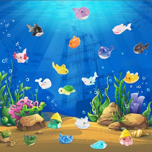 36pcs Mini Ocean Figurines,Tiny Resin Trinkets Fish Tank Decorations Birthday Party Decoration Garden Fairy Accessory