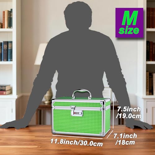 Portable Combination Lock Storage Box with Handle – Multipurpose Locking Case for Home & Outdoor Use, Secure Storage for Accessories, Medicine, Cosmetics, Toys & Tools (Green, Medium) - color: Green, size: Medium