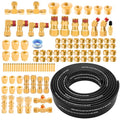 111 PCS Brass DOT Air Line Fittings with 100FT 1/4" DOT Air Line Kit Quick Connect 1/4" 1/8" 3/8" 1/2" NPT Thread Fittings with Pneumatic Tubing Set for Semi Truck Trailer or Industrial Air System
