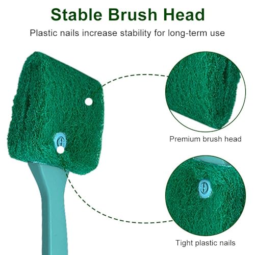MiOYOOW Fish Tank Cleaning Brush, 2Pcs Aquarium Algae Scraper Double-Side Sponge Scrubber Cleaner with Extended Curved Handle for Fish Tank Glass Cleaning
