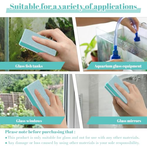 3Pcs Fish Tank Cleaning Tools, Double Sided Aquarium Sponge Brush, Non-Scratch Algae Scrubber, Glass Cleaner for Fish, Turtle Tanks, Safe Surface Buildup Remover for Glass, Acrylic (3.42"x1.49"x0.47")