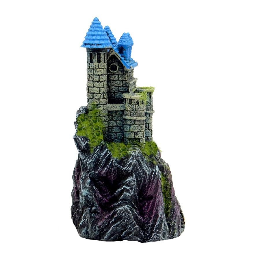 Blue Ribbon EE-1123 Exotic Environments Mountain Top Castle with Moss Aquarium Ornament - style: Castle with Moss