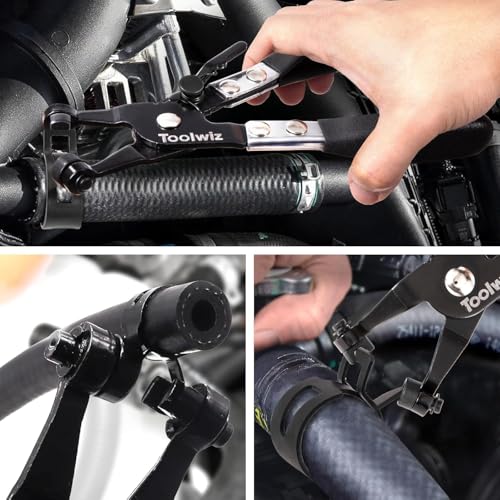 Toolwiz 120Pcs 6-25mm Spring Band Hose Clamp Assortment with Swivel Clamp Pliers, Constant Tension Radiator Hose Clamps, Black Hose Clips for Fuel Line, Silicone Vacuum Hose, Air Tube, Water Pipe - style: 120Pcs Spring Clamps with Plier